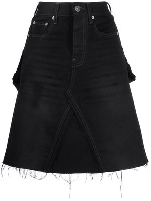 Balenciaga rip-detail A-line denim skirt - Black