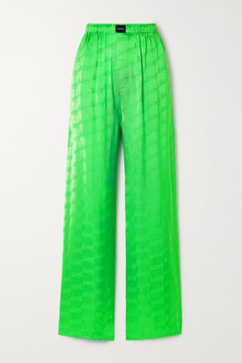 Balenciaga - Satin-jacquard Straight-leg Pants - Green