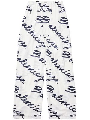 Balenciaga scribble-logo pyjama trousers - White