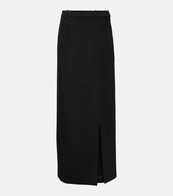 Balenciaga Side-slit wool twill maxi skirt