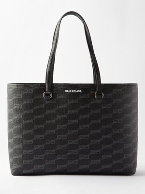 Balenciaga - Signature Logo-print Coated-canvas Tote Bag - Womens - Black