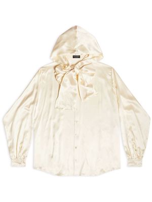 Balenciaga silk hooded blouse - Neutrals