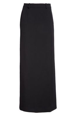 Balenciaga Slit Tailored Stretch Wool Midi Skirt in Black