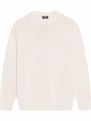 Balenciaga slogan-embroidered jumper - Neutrals