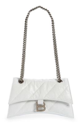 Balenciaga Small Crush Quilted Leather Crossbody Bag in Optic White