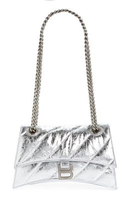 Balenciaga Small Crush Quilted Leather Shoulder Bag in Silver