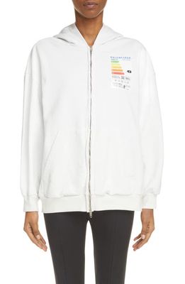 Balenciaga Small Fit Composition Cotton Zip Hoodie in Dirty White