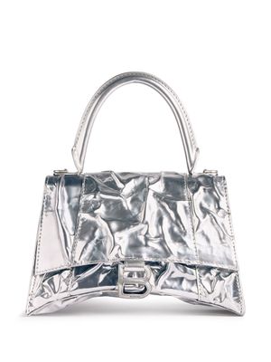 Balenciaga small Hourglass leather tote bag - Silver