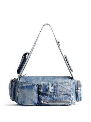 Balenciaga small Superbusy denim shoulder bag - Blue