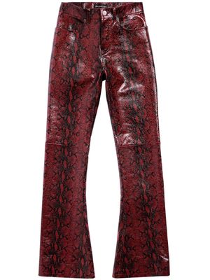 Balenciaga snakeskin-print leather trousers - Red