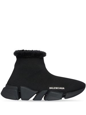 Balenciaga Speed 2.0 faux-fur sneakers - Black