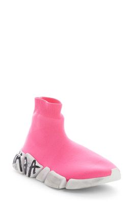Balenciaga Speed 2.0 Graffiti Recycled Knit Sock Sneaker in Fluo Pink