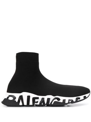 Balenciaga Speed knit logo print sneakers - Black