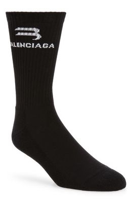 Balenciaga Sporty B Tennis Socks in Black/White