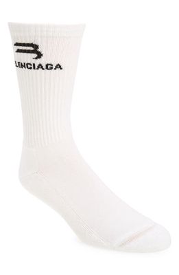 Balenciaga Sporty B Tennis Socks in White/Black