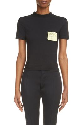 Balenciaga Sticky Note Mock Neck Stretch Cotton T-Shirt in Washed Black