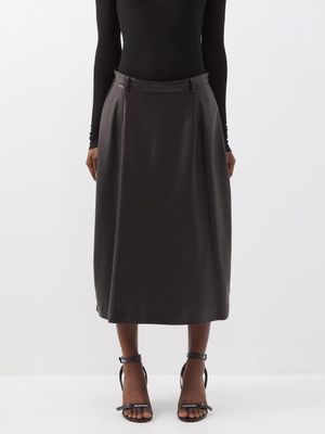 Balenciaga - Stitched-waist Leather Skirt - Womens - Black