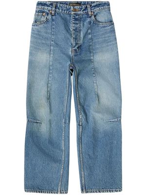 Balenciaga stonewashed wide-leg cropped jeans - Blue