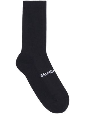 BALENCIAGA stretch-cotton logo socks - Black