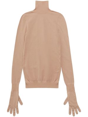 Balenciaga stretch-design knitted glove jumper - Neutrals