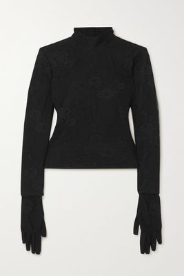 Balenciaga - Stretch-lace Turtleneck Top - Black