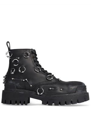 Balenciaga Strike pierced leather boots - Black