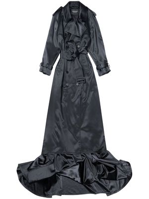 Balenciaga train-detail silk trench coat - Black