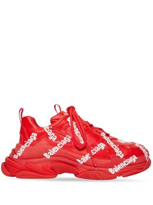 Balenciaga Triple S logo-print sneakers - Red