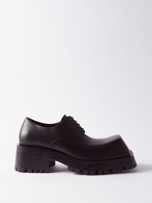 Balenciaga - Trooper Square-toe Leather Shoes - Mens - Black