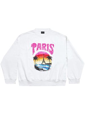 Balenciaga Tropical Paris-print cotton sweatshirt - White