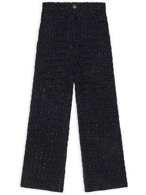 Balenciaga tweed straight-leg cut trousers - Black