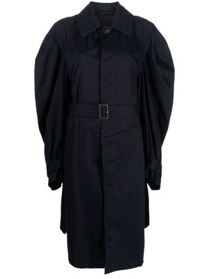 Balenciaga Twisted puff-sleeves cotton trench coat - Blue
