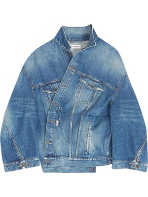 Balenciaga twisted-sleeve oversize denim jacket - BLUE AMERICAN FASH W