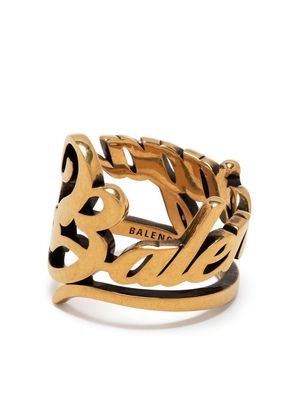 Balenciaga Typo antique-effect ring - Gold