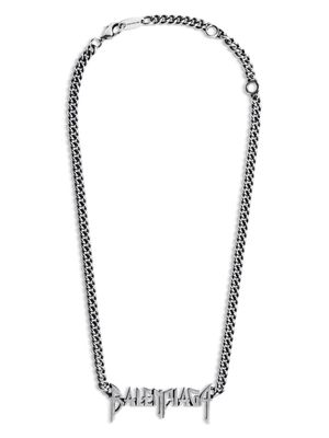 Balenciaga Typo metal chain necklace - Silver