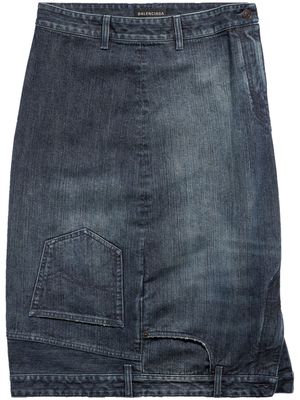 Balenciaga upside-down denim midi skirt - Blue