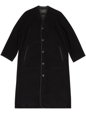 Balenciaga V-neck single-breasted coat - Black