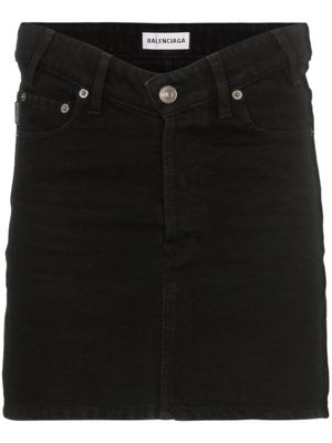 Balenciaga V-waist denim mini skirt - Black