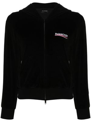 Balenciaga velour zipped hoodie - Black