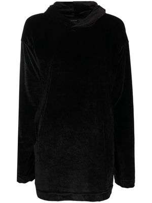 Balenciaga velvet-effect long-sleeved hoodie - Black