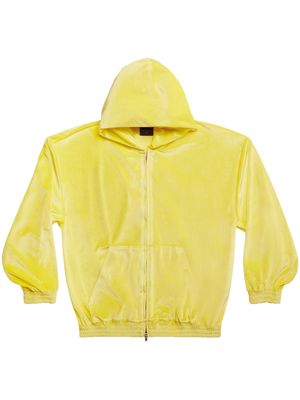 Balenciaga velvet-effect zip-up hoodie - Yellow