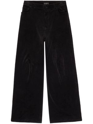 Balenciaga velvet-finish cotton straight-leg trousers - Black