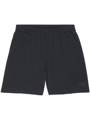 Balenciaga washed cotton track shorts - Black