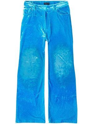 Balenciaga wide-leg crushed velvet trousers - Blue