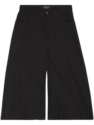 Balenciaga wide-leg wool cropped trousers - Black