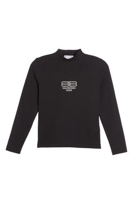 Balenciaga Women's BB Monogram Crystal Embellished Stretch Cotton T-Shirt in Black/Silver Strass