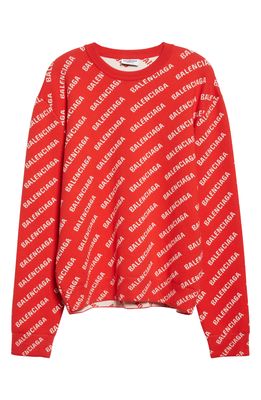 Balenciaga Women's Logo Jacquard Sweater in Red/White