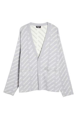 Balenciaga Women's Oversize Cotton & Wool Blend Cardigan in Grey/White