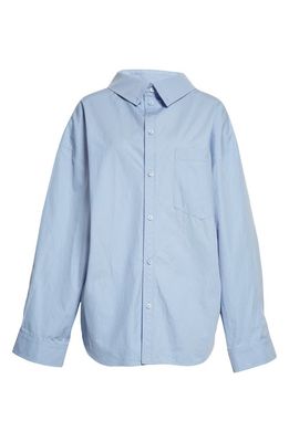 Balenciaga Women's Oversize Cotton Poplin Button-Down Shirt in Light Lavender W