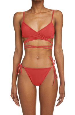 Balenciaga Wrap Two-Piece Swimsuit in Red